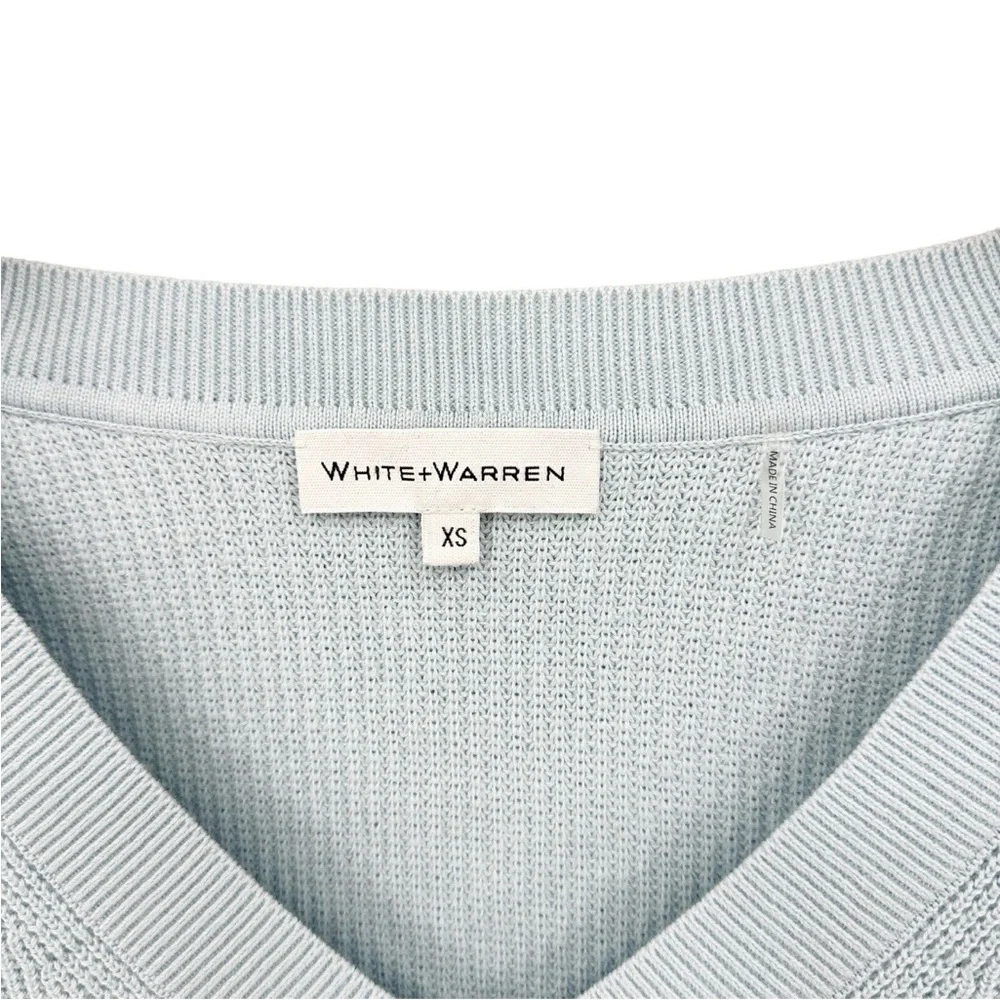 WHITE + WARREN Sweater Pullover V-Neck Blue